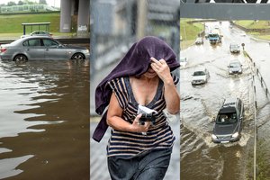 Sostinę skandina galinga liūtis, dalyje gatvių – sudėtinga situacija