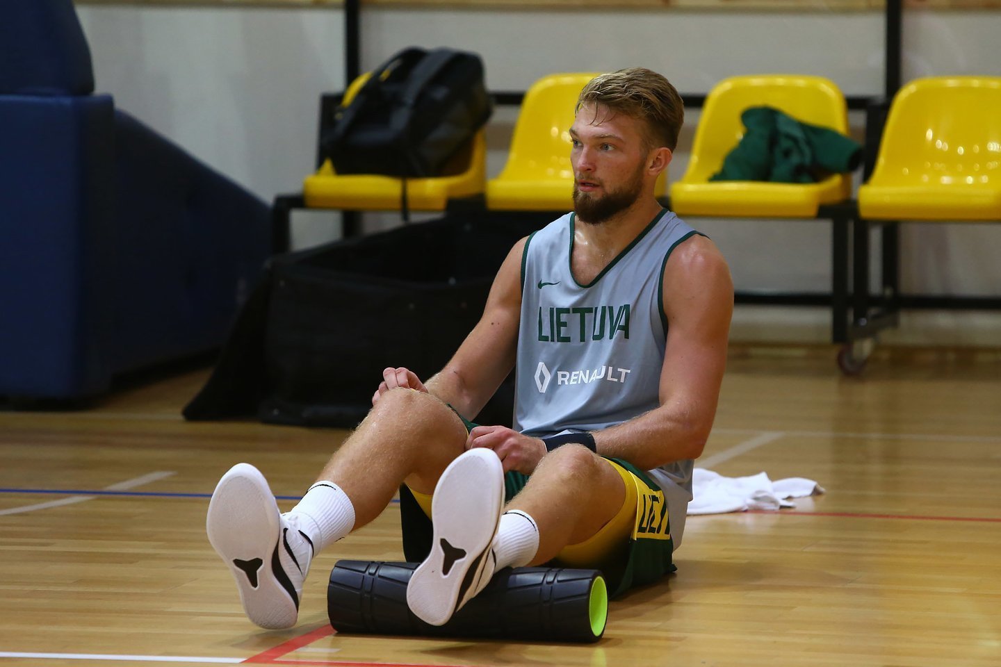 Domantas Sabonis Lietuvos rinktinės treniruotėje.<br>G.Šiupario nuotr.