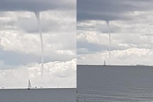 Kuršių mariose – kvapą gniaužiantis reginys: virš vandens iškilo viesulas