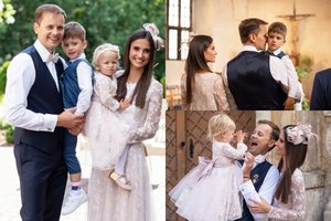 Nerijus Juška su žmona Agne vaikams surengė elegantišką krikštynų šventę