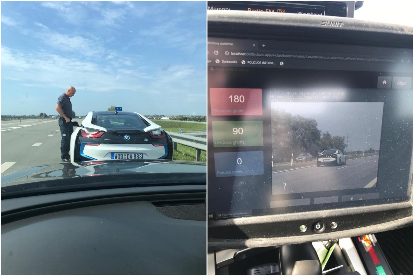  Prie Palangos sustabdė prabangų BMW, kuris lėkė 180 km per valandą.<br> Lietuvos policijos nuotr.