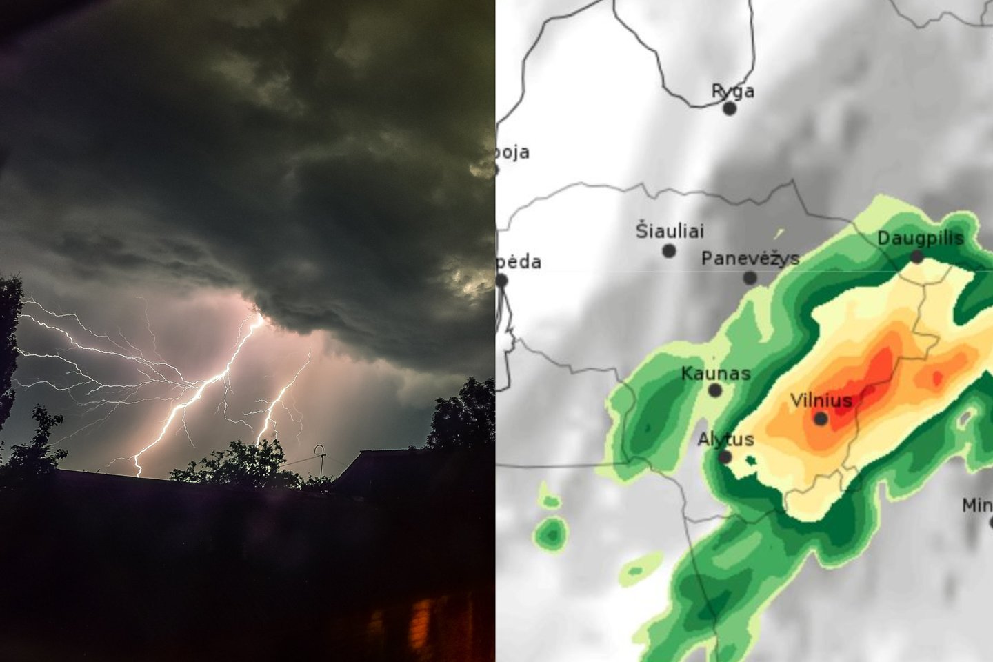 Naktį tikėtina galinga liūtis su perkūnija.