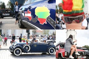 Baltijos kelio 30-metį minintys lietuviai pradėjo įspūdingą žygį automobiliais