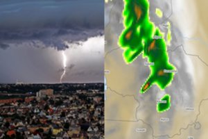 Per Lietuvą slenka liūtis, kai kur žaibai jau skrodžia dangų