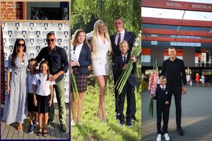 Su jauduliu širdy ir spalvotais kardeliais garsenybės savo atžalas palydėjo į mokyklą