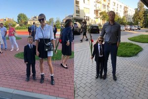 Vaida ir Rolandas Skaisgiriai sūnų išruošė į pirmą klasę: abu pasidalijo pareigomis