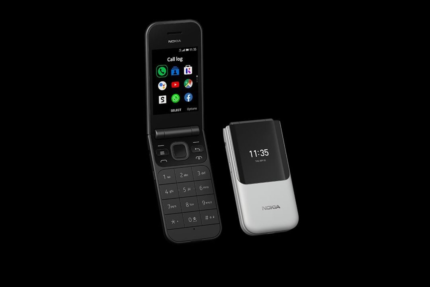 „Nokia 2720 Flip“ – kompaktiškas, klasikinis atlenkiamas telefonas, bet pritaikytas naujausioms technologijoms, su integruotu dirbtiniu intelektu.<br>„Nokia“ iliustr.