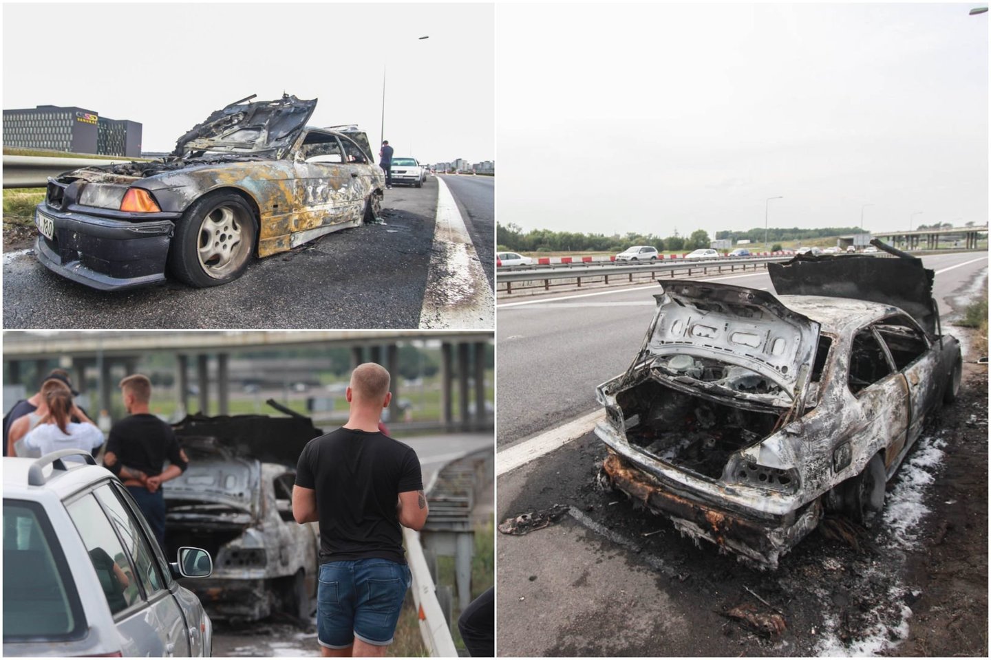 Kaune prie „Megos“ suliepsnojo BMW, automobilis sudegė visiškai.