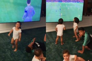 Cristiano Ronaldo sužadėtinė nufilmavo, kas dėjosi jų namuose stebint varžybas su Lietuva