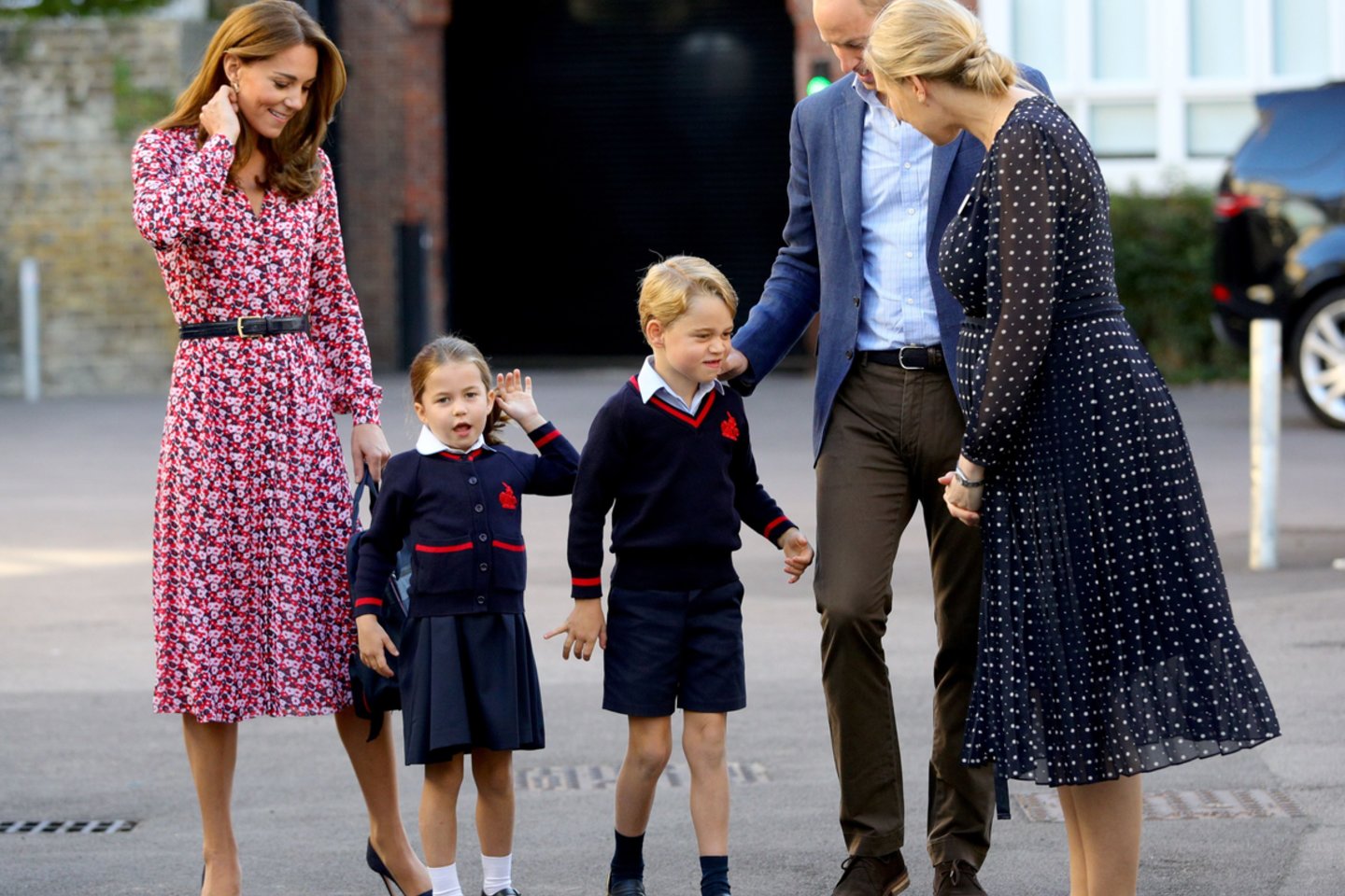  Catherine Middleton ir princas Williamas su vaikais Charlotte ir George'u.<br> Scanpix nuotr.