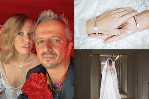 Prabangios Ksenijos Sobčiak vestuvės: jaunieji atvyko juodu katafalku