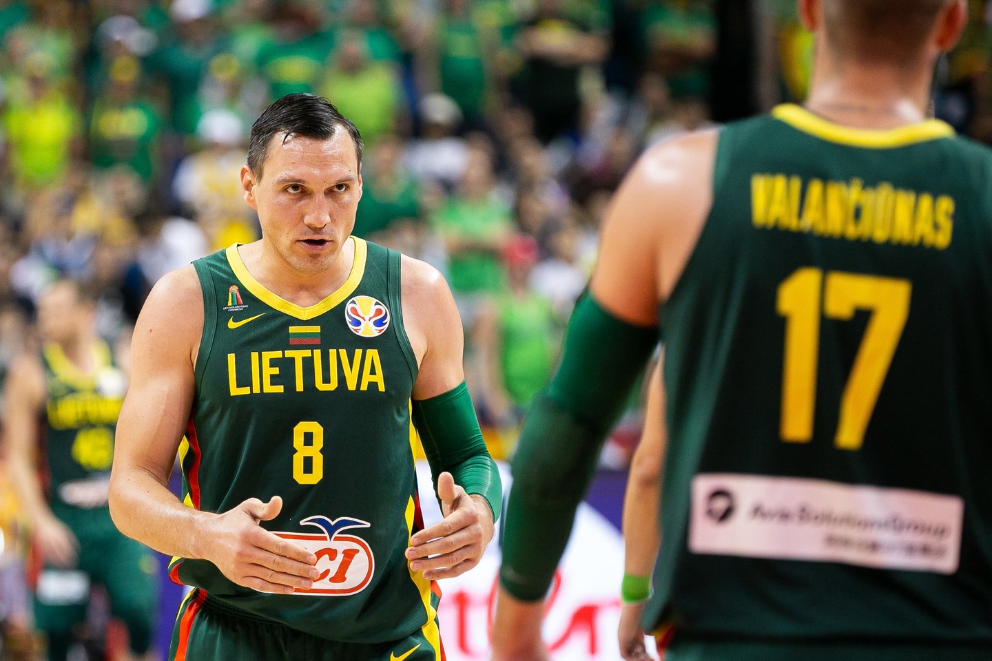 Dvejomis triuškinamomis pergalėmis pasaulio čempionatą pradėjusi Lietuvos rinktinė neįveikė antrojo etapo ir bendroje rikiuotėje liko devinta.<br>Ž.Gedvilos/BNS nuotr.