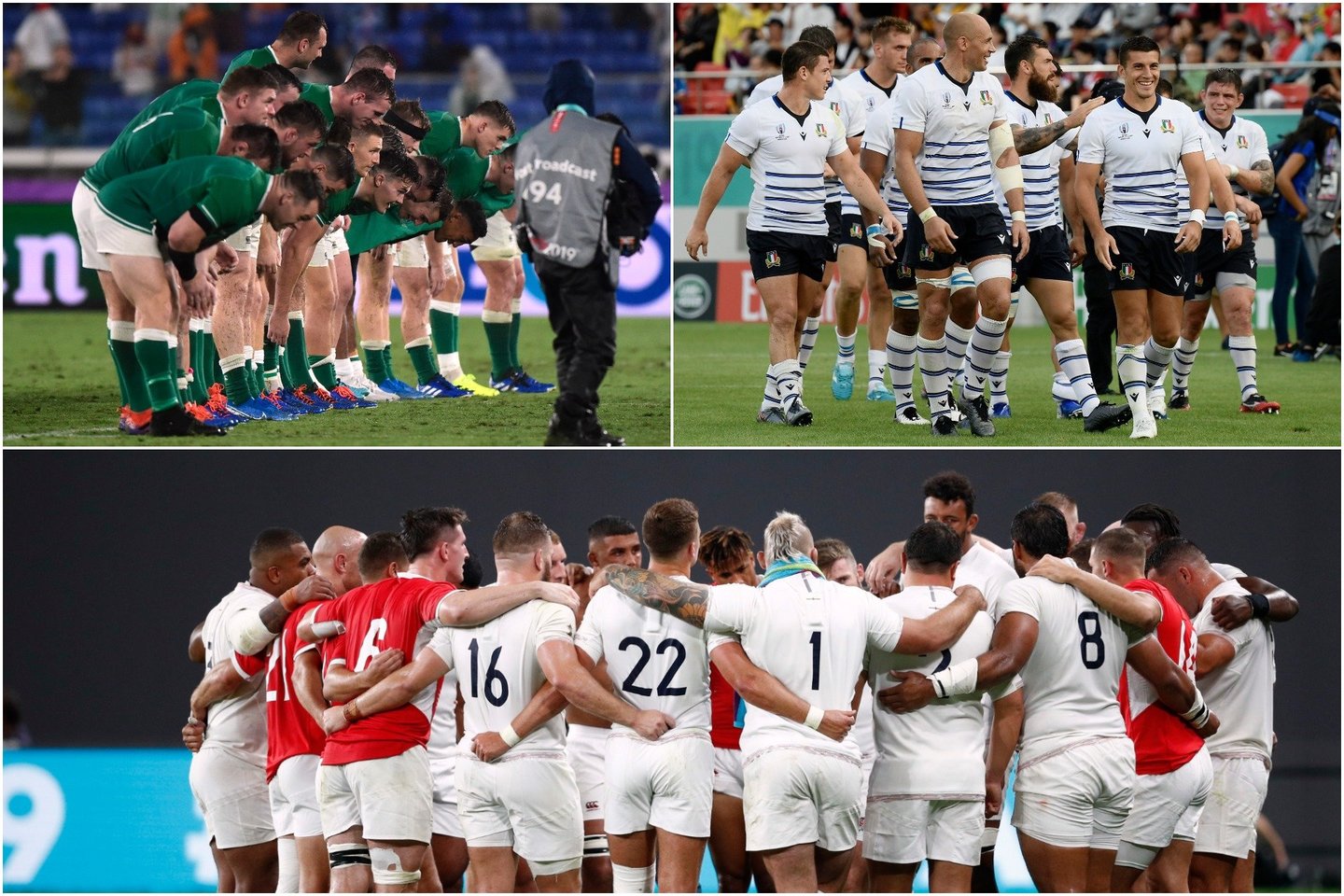Airijos, Italijos ir Anglijos regbio rinktinės šventė įtikinamas pergales pasaulio čempionate.<br> AFP/Reuters/Scanpix nuotr.