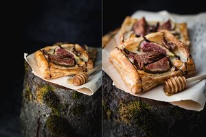 Užkandėlė per pusvalandį: sluoksniuotos tešlos krepšeliai su figomis ir gorgonzola