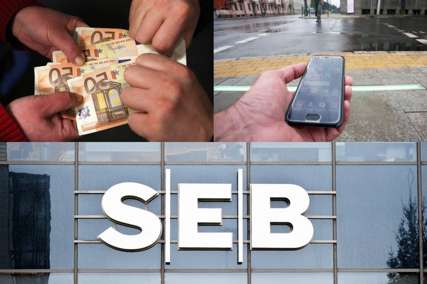SEB bankas ragina vartotojus atsakingai ir saugiai elgtis su savo turimomis santaupomis ir nepasiduoti sukčių manipuliacijoms.<br>Lrytas.lt koliažas
