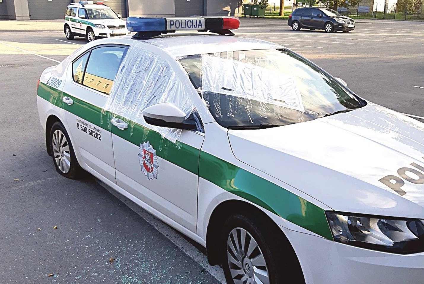 Taip Palangos policininkų automobilis atrodė po kretingiškio atakos.