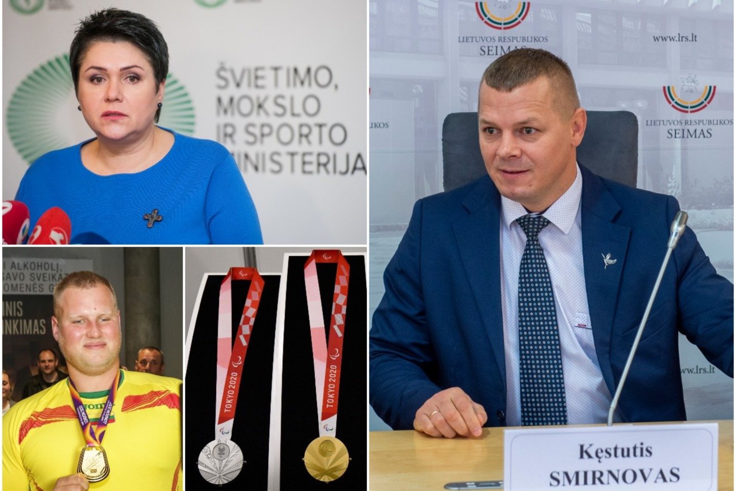  Daina Gudzinevičiūtė, Kęstutis Smirnovas, Andrius Gudžius, olimpiniai Tokijo medaliai<br> lrytas.lt koliažas