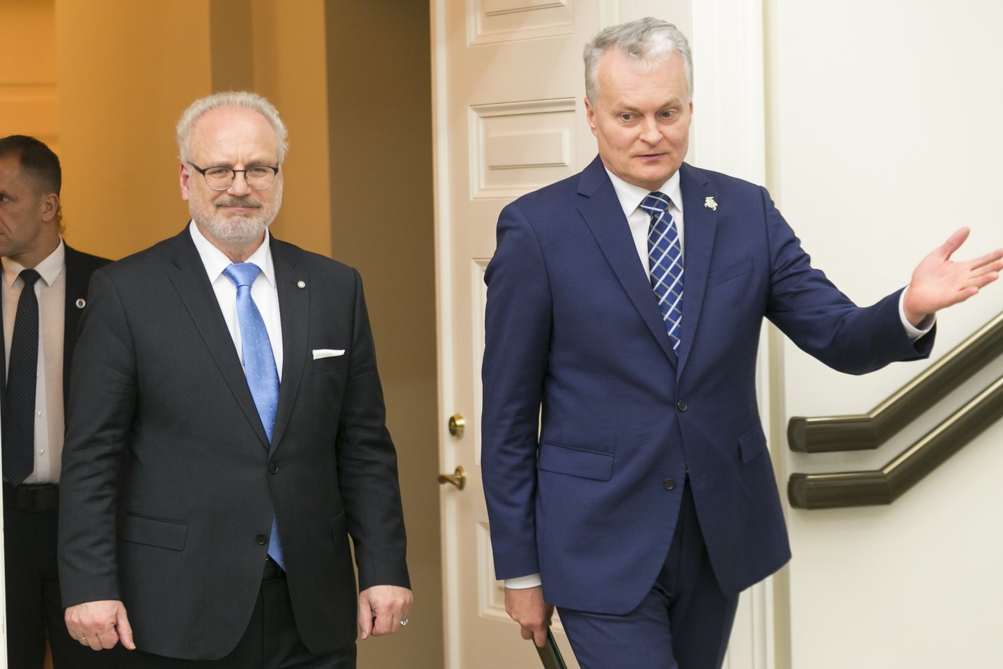G.Nausėda susitiko su Latvijos prezidentu E.Levitu.<br>T.Bauro nuotr.