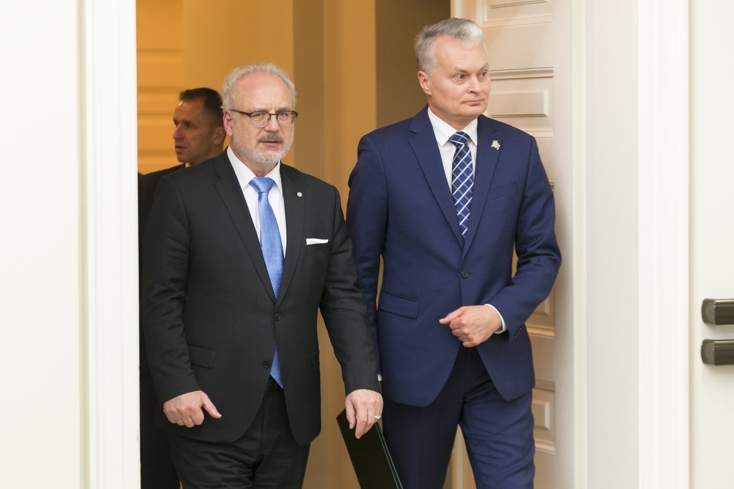 G.Nausėda susitiko su Latvijos prezidentu E.Levitu.<br>T.Bauro nuotr.