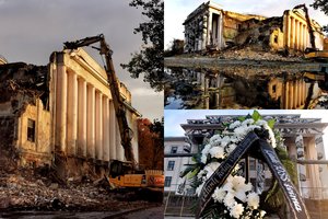 Metų įvykis – griūna pusšimtį metų ant Tauro kalno Vilniuje stovėję Profsąjungų rūmai 