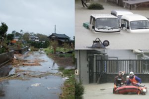 Japoniją talžo supertaifūnas Hagibis, pasiglemžė pirmąją auką