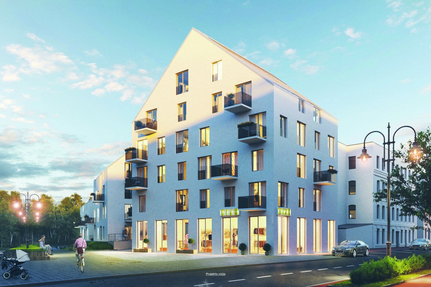 Architekto Tado Balčiūno biuro projektuotas kvartalas Vilnelės upės pakrantėje iškils iki 2021 metų pavasario.<br>vizualizacija