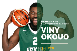 „Nevėžio“ atstovas V. Okouo pripažintas naudingiausiu LKL savaitės žaidėju