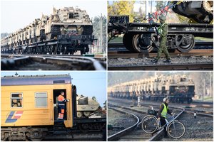 Į Lietuvą atvyko JAV pajėgų karinė technika, kolonos juda šalies keliais