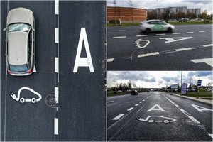 Sumaištis dėl A juostų Vilniuje tęsiasi: ant asfalto pripiešė mašinėlių, bet pasipiktino taksistai