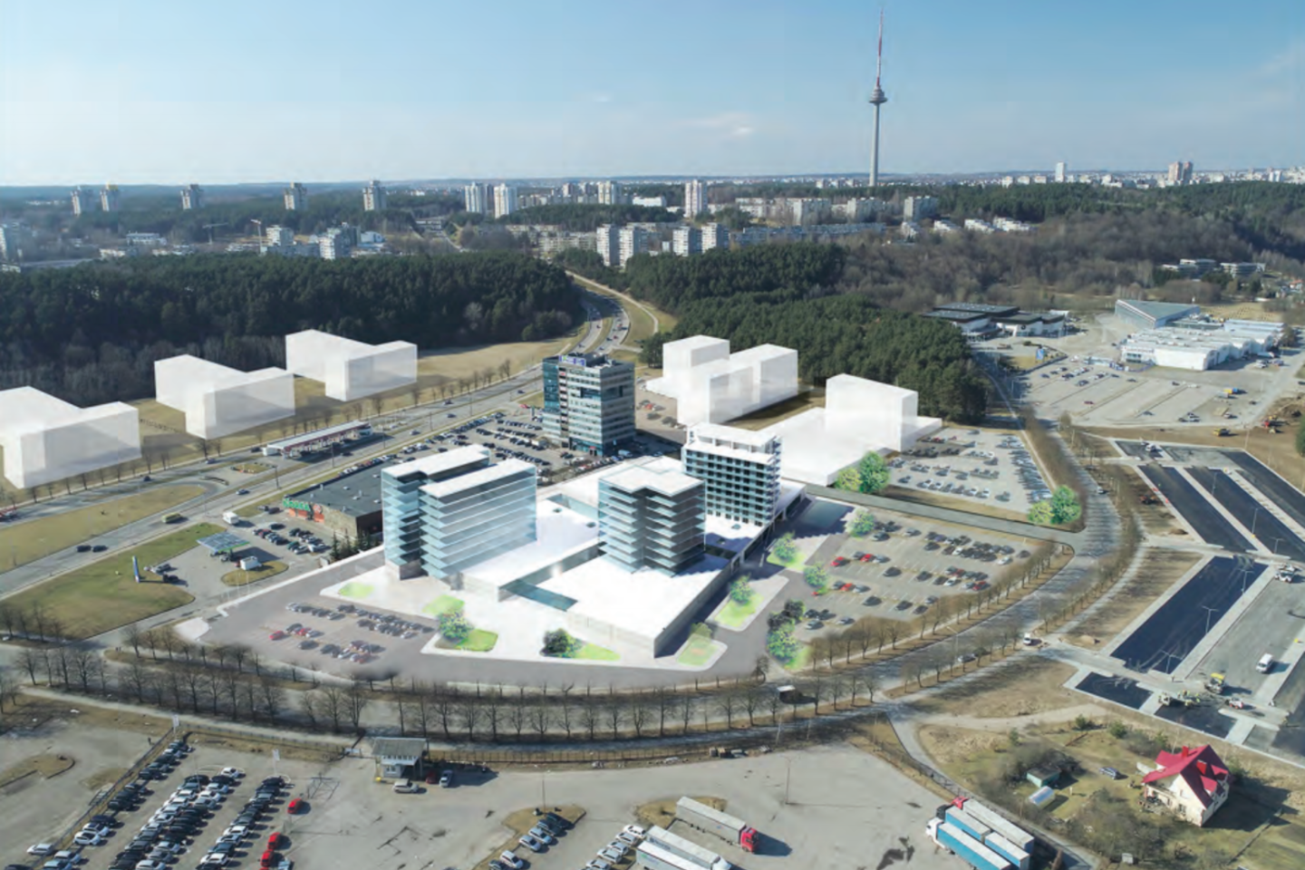 Vilniaus miesto savivaldybės administracija išdavė leidimą vietoj Parodų gatvėje buvusios „Elektromarkt bazės“ statyti naują verslo centrų kompleksą.<br>vizual.