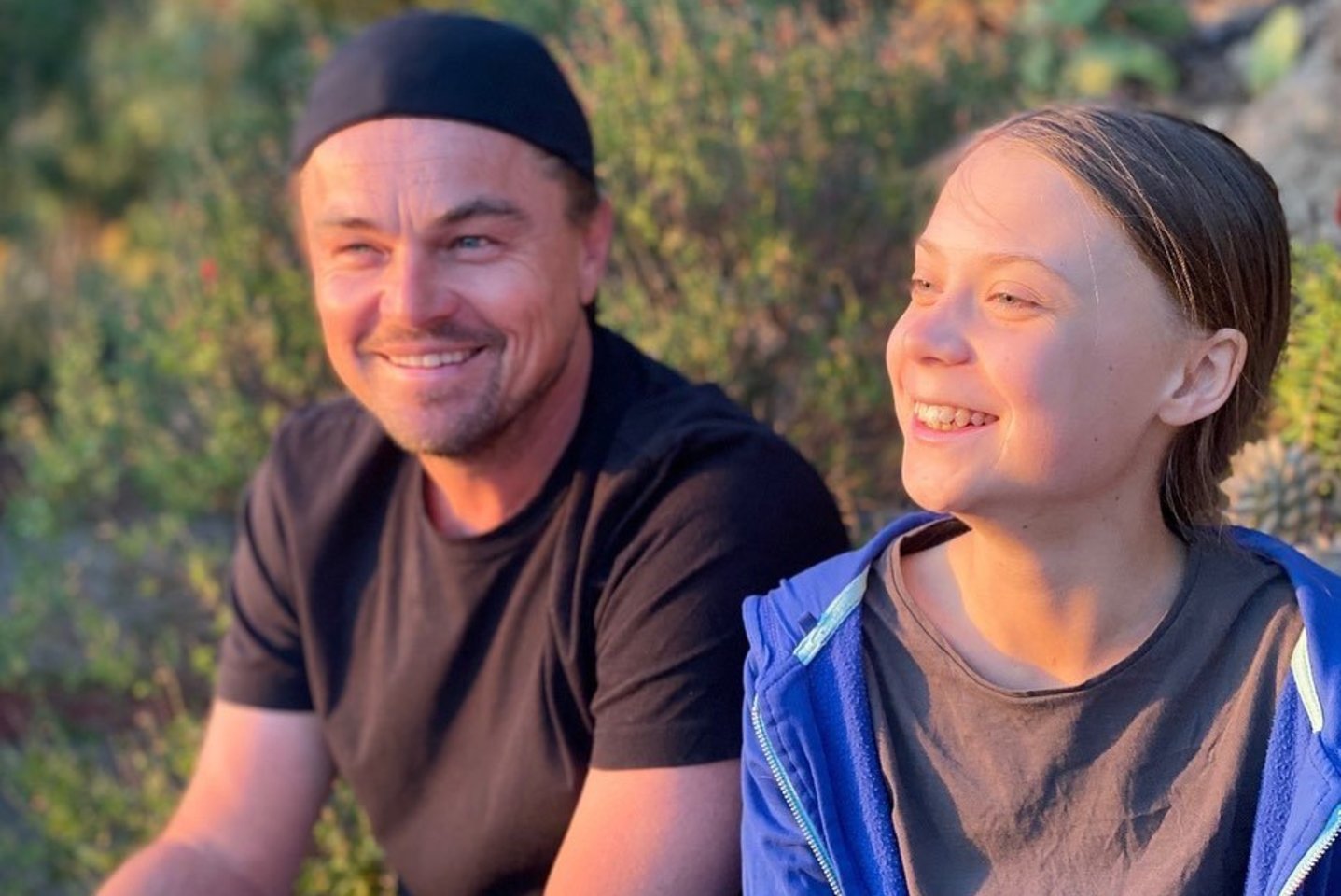 Leonardo DiCaprio susitiko su Greta Thunberg.<br>Instagramo nuotr.