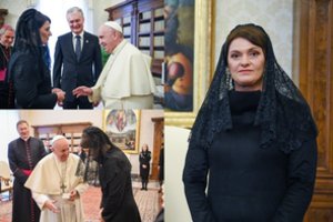 Paaiškėjo, kodėl susitikime su popiežiumi Dianos Nausėdienės galvą dengė vualis