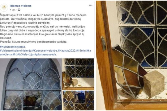 Suniokotas istorinis paveldas: išdaužti du Kauno mečetės langai