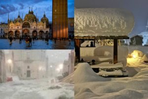 Nusiaubta ne tik Venecija: Italijos pietuose – lietaus upės, šiaurę paralyžiuoja sniegas