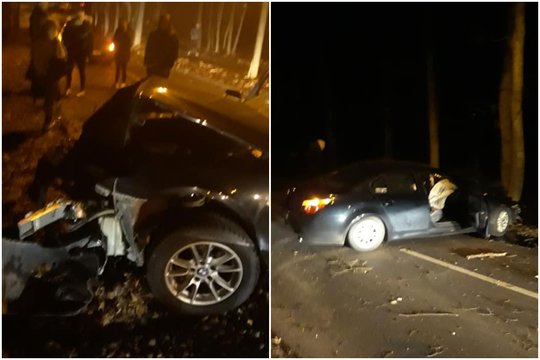 Netoliese Kauno marių 20-mečio vairuojamas BMW rėžėsi tiesiai į medį