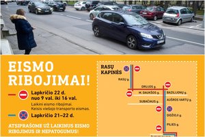 Sukilėlių perlaidojimo ceremonijos metu – eismo pokyčiai Vilniuje