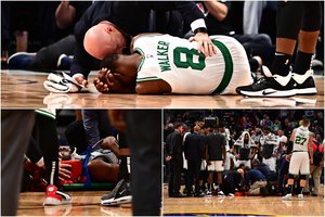 Traumą patyręs „Celtics“ krepšininkas K. Walkeris rimtų sužalojimų išvengė