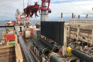 „Nord Stream 2“ tiesiantis laivas išplaukė į Danijos vandenis