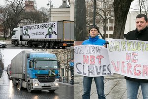 Vairuotojai pašiurpę – vežėjų protesto akcijoje prie vilkikų vairo jie nesės 