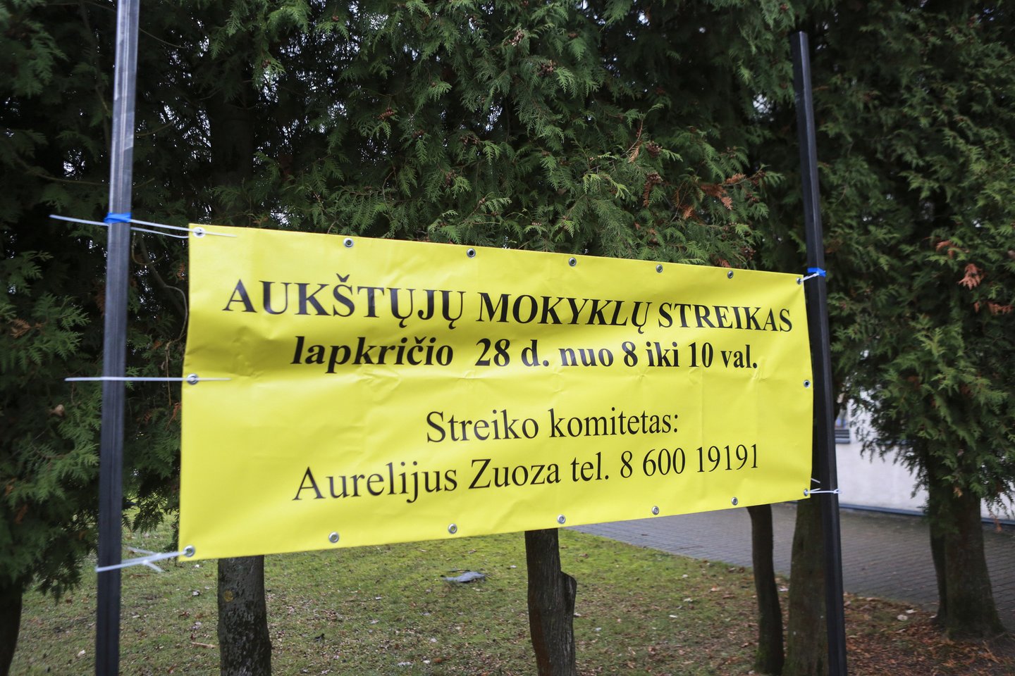 Šį rytą streikavo ir Sporto universiteto darbuotojai Kaune.<br> G.Bitvinsko nuotr. 