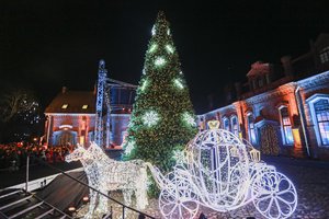 Raudondvario dvare tūkstančiais lempučių sužibo pagrindinė Kauno rajono eglė