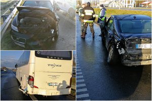 Ankstų šeštadienio rytą – baisi masinė avarija magistralėje: 3 žmonės sužeisti, kelias buvo visiškai užblokuotas