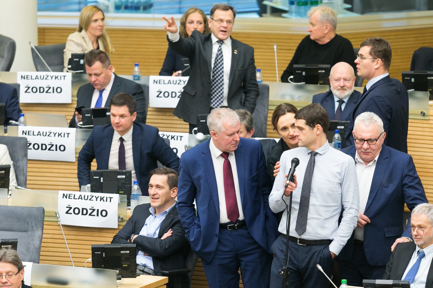 Biudžeto priėmimo metu Seime tvyrojo chaosas.<br>T.Bauro nuotr.