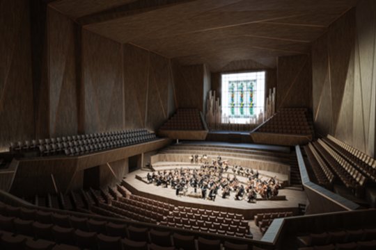 Geriausią koncertų salės ant sostinės Tauro kalno architektūrinę idėją pasiūlė ispanų architektų kompanija „Arquivio architects“.<br>vizual.