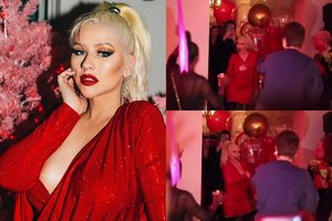 Gimtadieniui Christina Aguilera pasirinko pavojingą suknelę: iškirptė vis krėtė pokštus