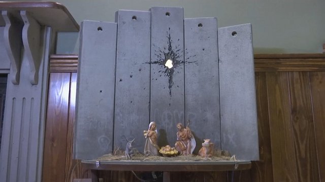 Naujas Banksy meno kūrinys Betliejuje pabrėžė Izraelio ir Palestinos nesutarimus