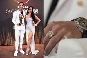 Cristiano Ronaldo susimaišė? Pasipuošė 234 tūkst. eurų vertės moterišku sužadėtuvių žiedu