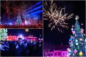 Kauną nušvietė įspūdingas naujametis šou: lazeriai, fejerverkai, pilnutėlė Rotušės aikštė