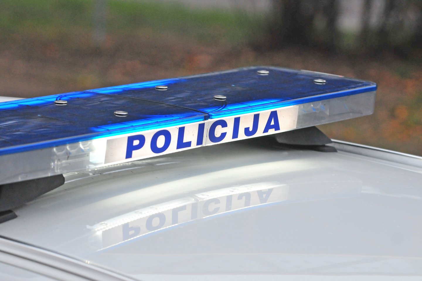Girta benamė policijos automobilį Panevėžyje pavertė batutu.<br>A.Vaitkevičiaus asociatyvi nuotr.