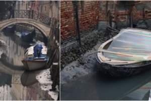 Nuo potvynių nukentėjusi Venecija vėl nerimsta: kanaluose staiga nebeliko vandens
